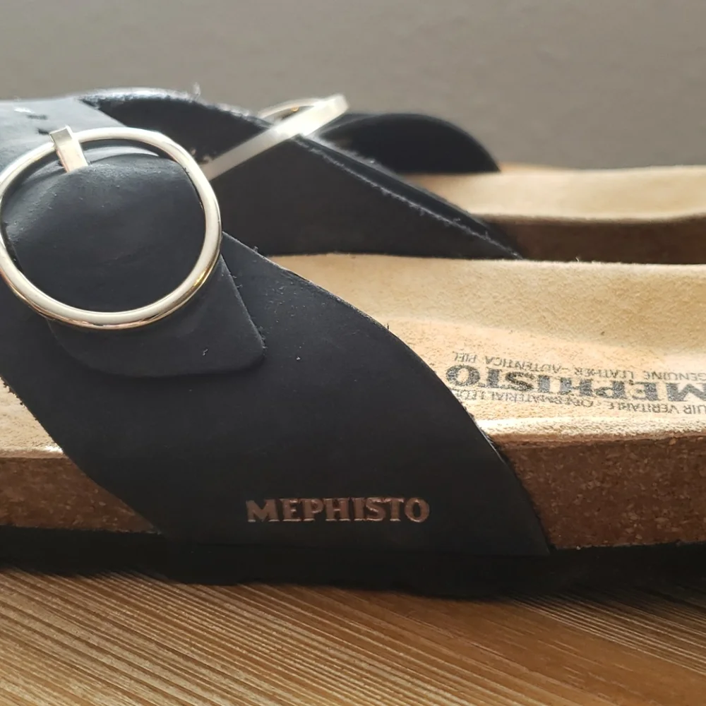 Mephisto Natalia Nubuck Leather Sandal Navy